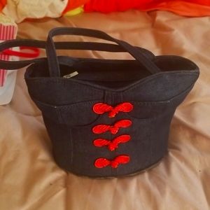 Denim corset purse